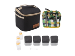 Paquete de 7 cajas portátiles para condimentos de barbacoa al aire libre con bolsa de almacenamiento, color negro