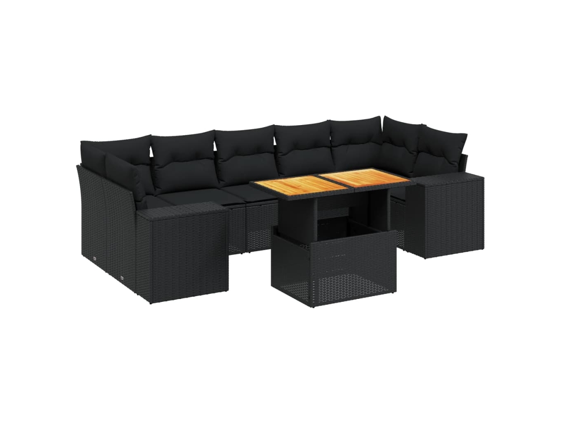 Maison Exclusive - Set De Sofás De Jardín 8 Piezas Y Cojines Ratán Sintético Negro