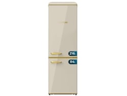 Frigorífico combi retro Cecotec Origin Beige con 300 l de capacidad, Clase E, interior LED, estantes de cristal.