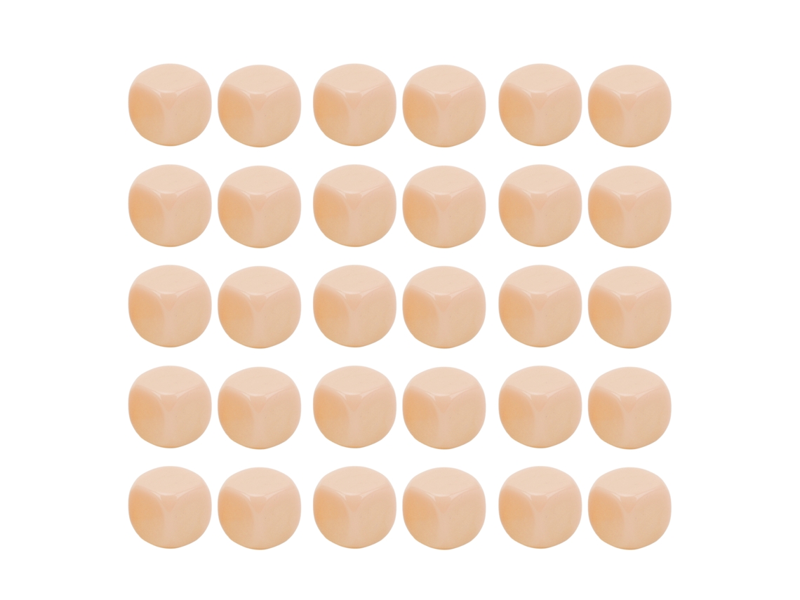Vlrla-30 Piezas Dados En Blanco Diy De 6 Caras Con Bordes Redondeados Para Juegos De Mesa Y Aprendizaje Matemático Beige