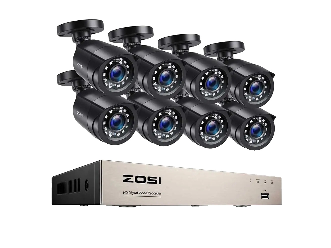Sistema de cámaras de seguridad, DVR de 8 canales, resolución de 2 MP, cable de 18 m, DVR de 8 canales x 8 cámaras, sin OEM