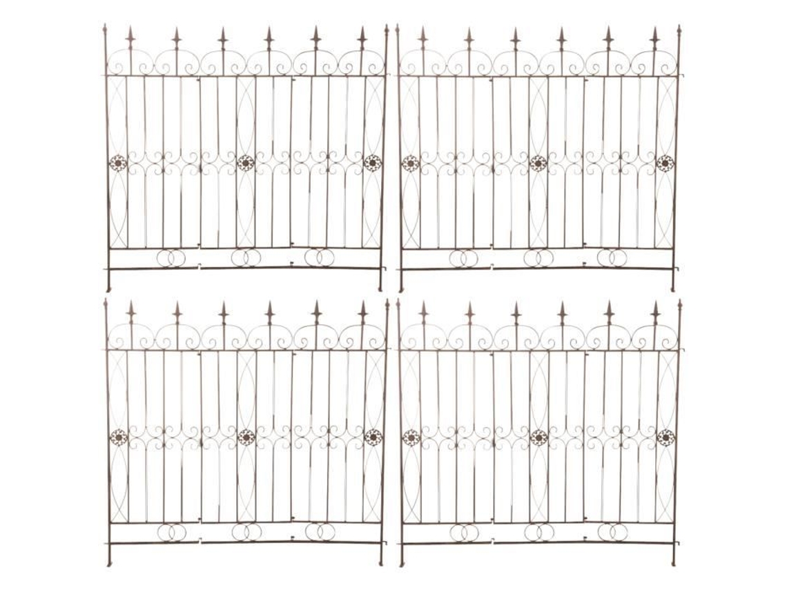 Conjunto De 4 Trellis De Jardín En Hierro Mangold 125 X 115 Cm Borde Exterior Elegante, Marrón Antiguo Clp