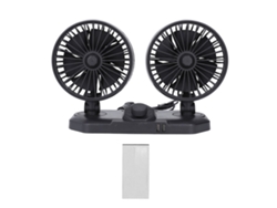 Ventilador para coche USB de 12 V con función oscilante, 2 velocidades y rotación de 360°.