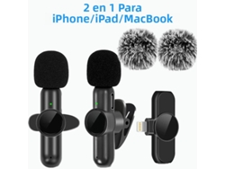 Micrófono de solapa inalámbrico de 2.4 G con cancelación de ruido, compatible con múltiples dispositivos. Mdug (dos versiones para iOS)