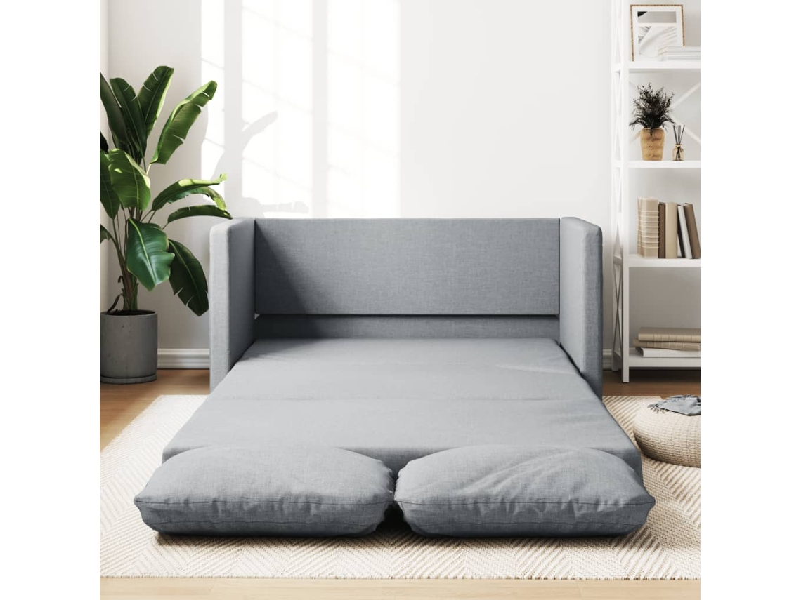 Sofá Cama De Suelo 2 En 1 Tela Gris Claro 112x174x55 Cm