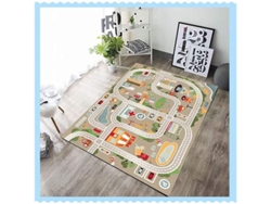Tapete de Brincadeira Infantil com Carros e Animais 120x160 Cm Anti deslizante