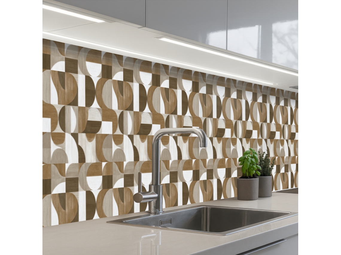 Paneles abstractos para salpicadero de cocina - Estilo retro - Marrón 450x60 cm