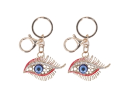 2 Llaveros Con Forma De Ojo Y Diamantes De Imitación, De Aleación De Zinc, Pequeños, De Diseño Único, Color Rojo.