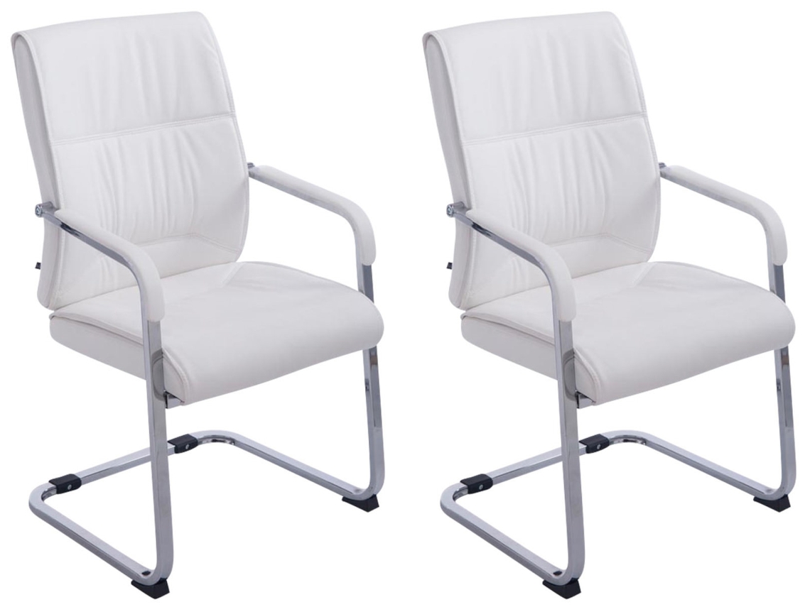 Juego de 2 sillas cantilever XXL Anubis en símil piel CLP blanco