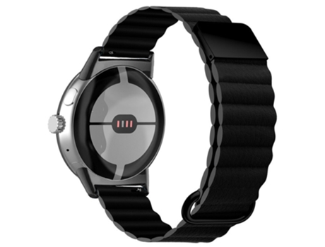 Correa de piel auténtica cierre rápido magnético con hebilla para Google Pixel Watch - negro