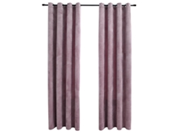 Maison Exclusive - Cortinas Opacas Anillas 2 Uds Terciopelo Rosa Viejo 140x225 Cm