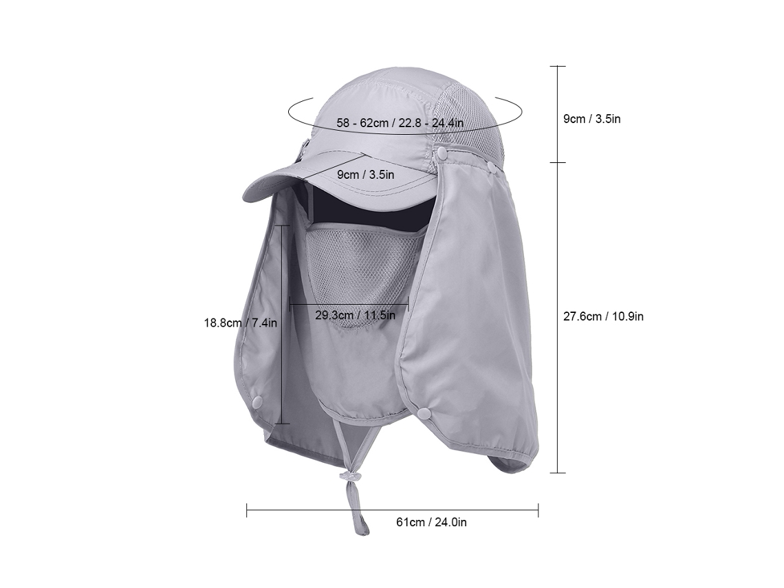 Danu26-gorra De Senderismo Con Protección Uv, Cubre Rostro Y Cuello, Sombrero De Pesca Desmontable, Gorra Solar