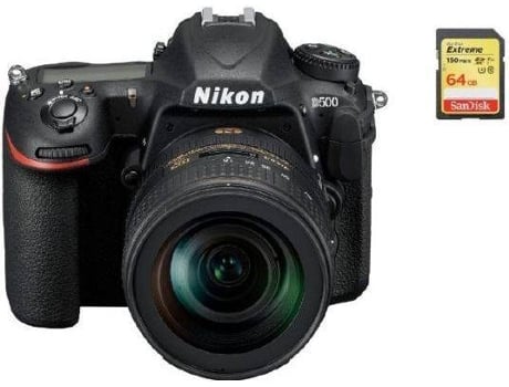 Kit Cámara Réflex NIKON D500 AF-S 16-80MM F2.8-4E ED VR + Tarjeta SD de 64GB
