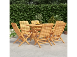Juego de comedor de jardín de 7 piezas DKD Home Decor de madera maciza de teca