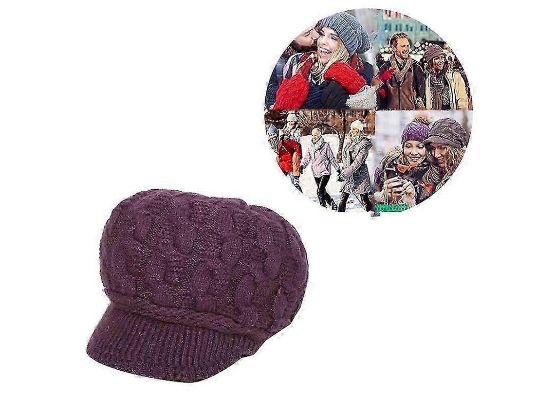 2026-gorro De Punto Para Mujer Con Visera Gorro Bérét Caliente Para Invierno Capucha De Nieve