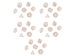 Juego De 5 Dados Poliédricos Perlados Con Números Dorados Para Juegos Interactivos Y Material Escolar - Blanco