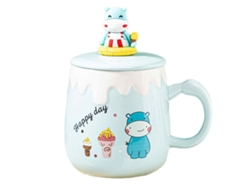 Taza de 350 ml, Taza de cerámica con corazón y cuchara, Taza de desayuno creativa NEVEANCE