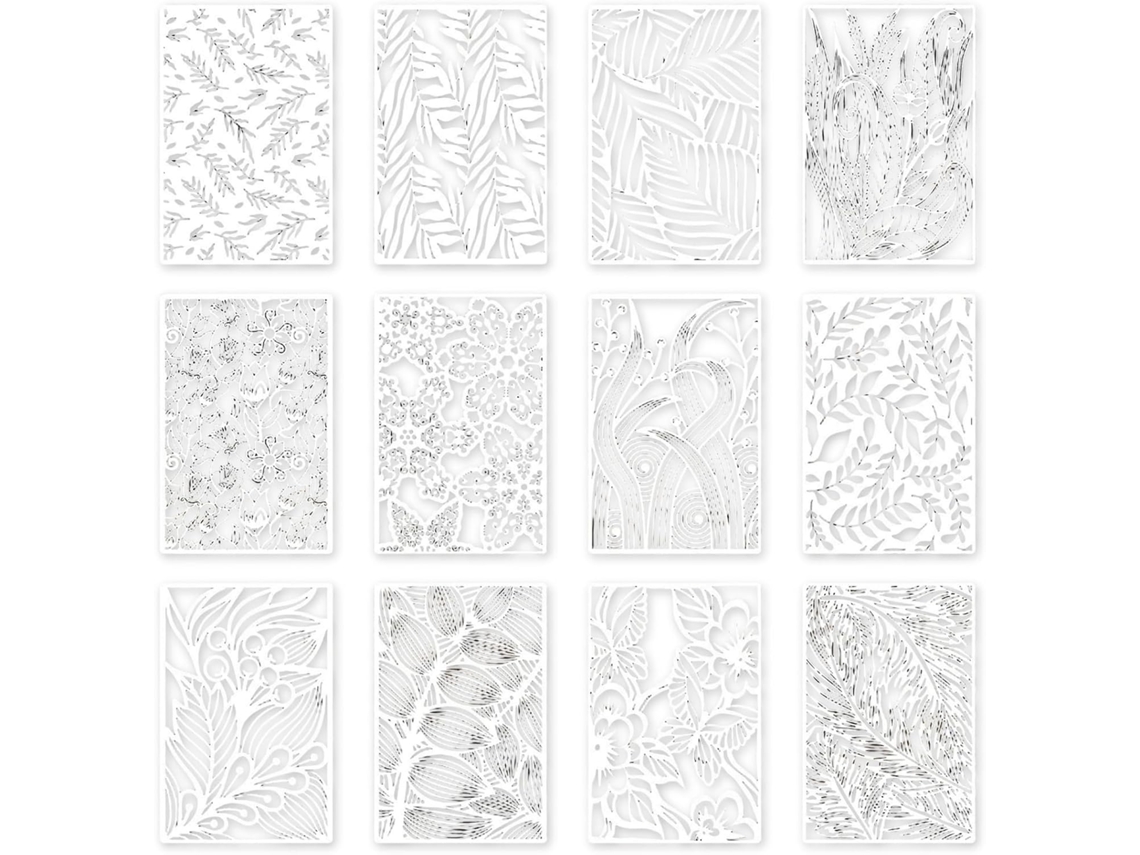 Juego De 6/12 Plantillas De Pintura Pet, 30,5 X 20,3 Cm, Plantillas De Dibujo Floral Para