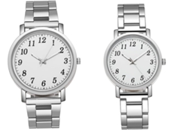 Relojes Pulsera Parejas Acero Inoxidable Casual Conjunto 2 Piezas Hombre Mujer Esfera Moderno Diario Uso