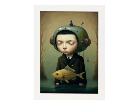 NACNIC Poster Conexión En Estilo Surrealismo Cinematográfico Ilustraciones Y Grabados De Historieta Abstracta Y Artística A4 Marcos Madera