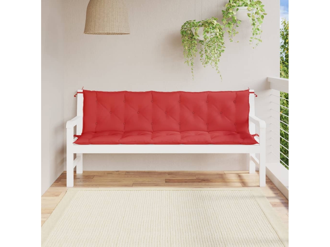 Juego de 2 cojines para banco de jardín, 180x50x7 cm, tela Oxford roja, HARLANV1