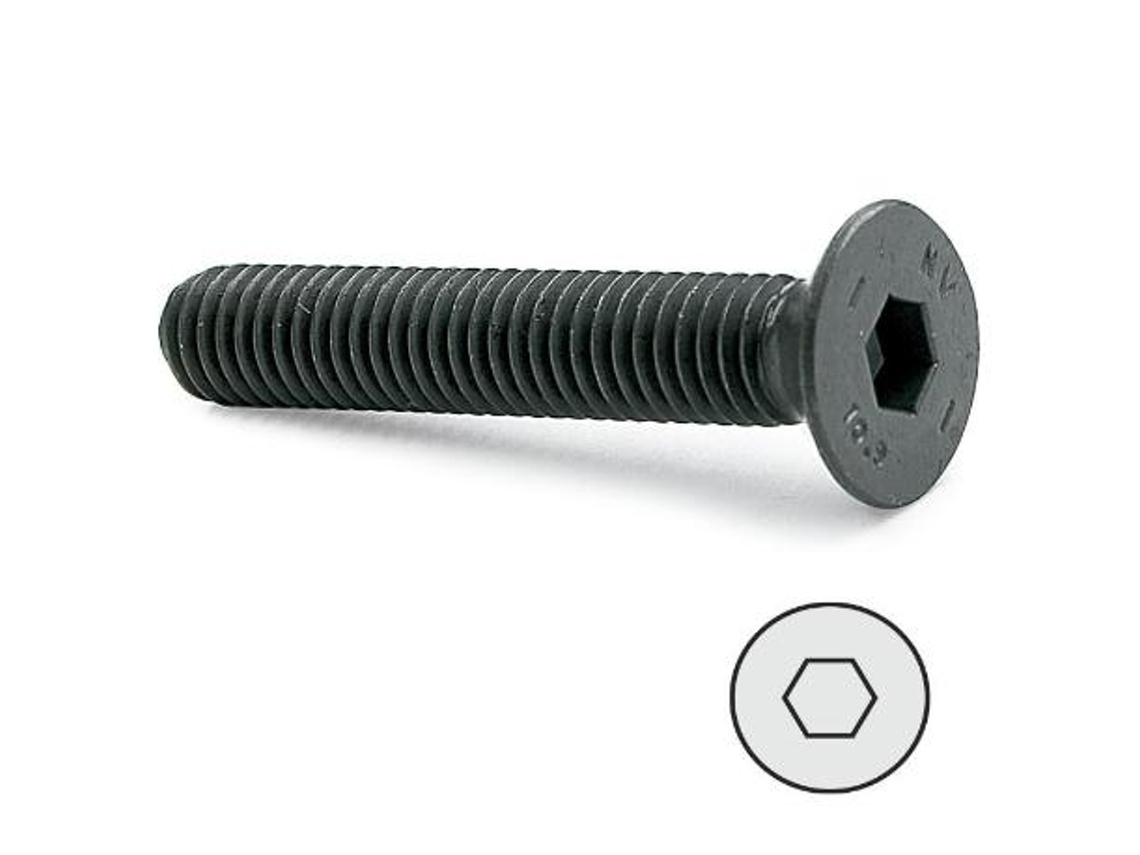 Tornillo rosca metal allen din 7991 negr largo 30mm metrica m-5