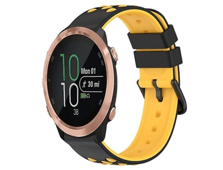 Correa De Reloj Inteligente Para Garmin Forerunner 645 Music, Correa De Reloj De Silicona Porosa De Dos Colores, 20Mm, Negro-Amarillo VENISYMLIS