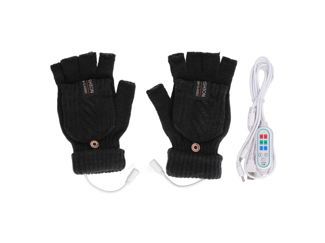 2026-guantes Calientes Usb De Media Dedo Tejidos Eléctricos Calefacción Térmica Para Invierno Negro