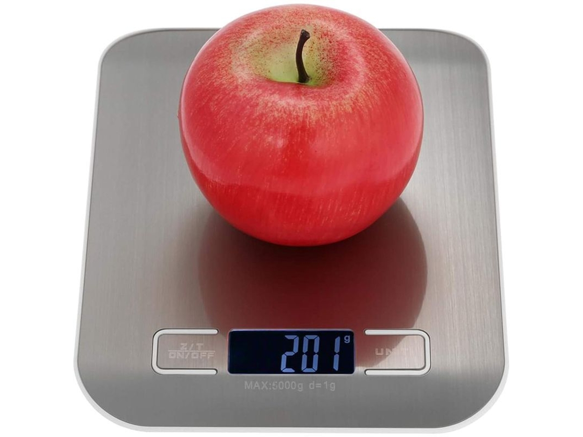 2026da-balanza Digital Cocina Lcd 5kg/1g Acero Inoxidable Superdelgada Con Tare Plata