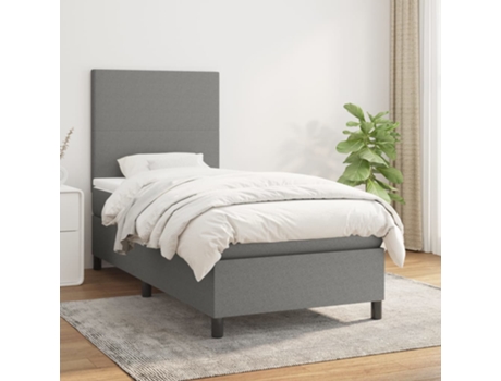 Cama con somier VIDAXL (Gris - Tela - 203 x 90 x 128 cm)