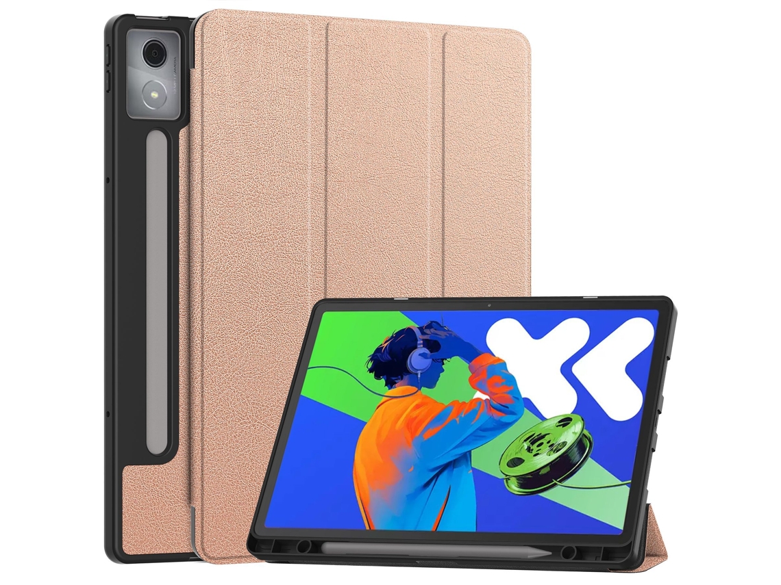Capa Para Lenovo Xiaoxin Pad Pro 12.7 2025 Tb373fu/tb375fc Com Ranhura Para Caneta Ouro Rosa