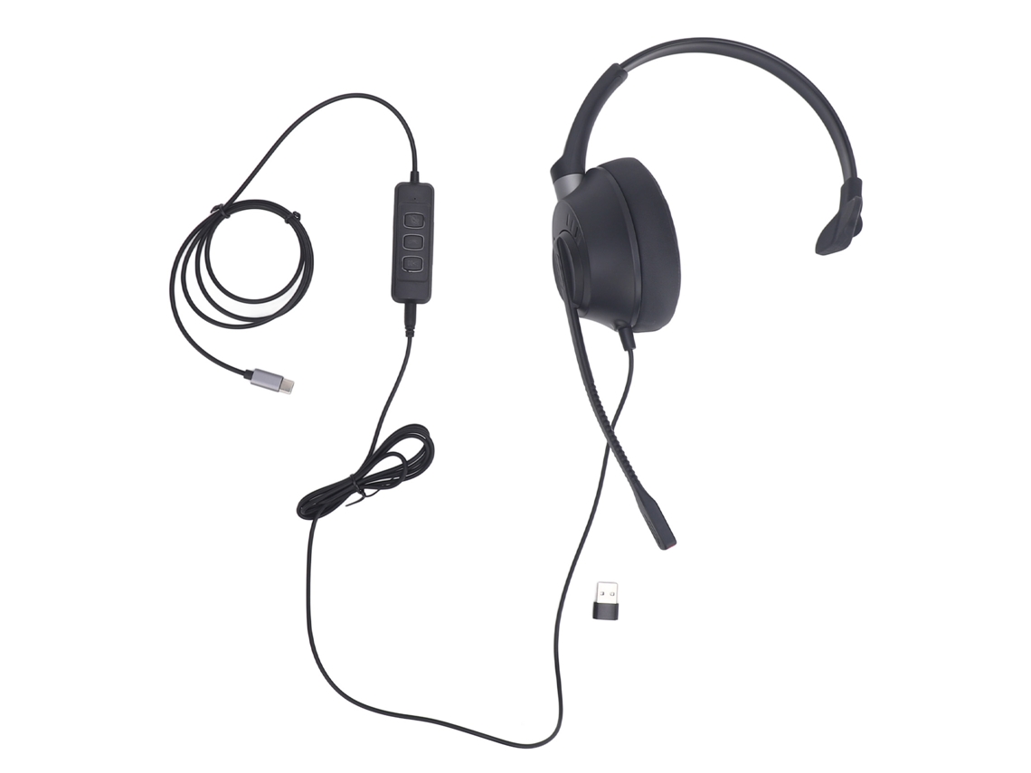 Auriculares Mono Usb-c Con Micrófono Para Pc/portátil Con Conector Usb-c A 3,5 Mm.