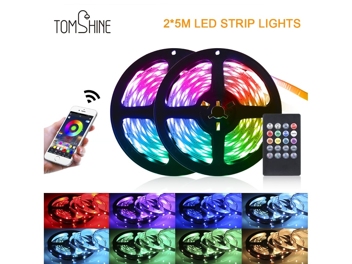 2026-tomshine 5050rgb 300leds Luz De Tira Con Control Ir 10m Luz Cinta Rgb Cambio De Color Sincronización Música Micrófono Integrado