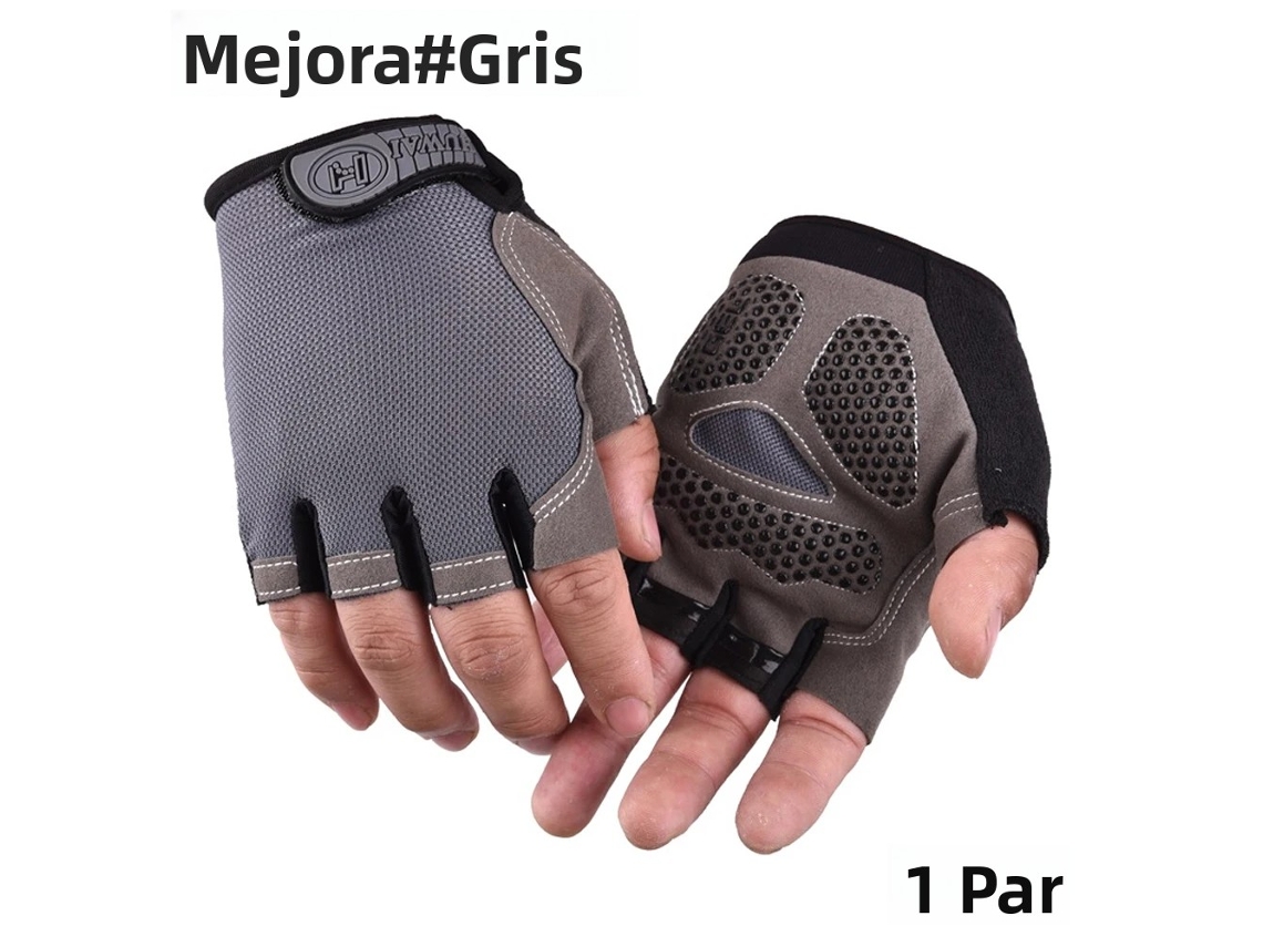 (gris Mejorado L) Guantes De Ciclismo Unisex, Antideslizantes, Amortiguadores, Diseño De Medio Dedo, Acolchado De Gel.