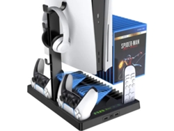 Base de refrigeración KLACK para PS5 con soporte para auriculares, cargador de controladores y organizador de juegos