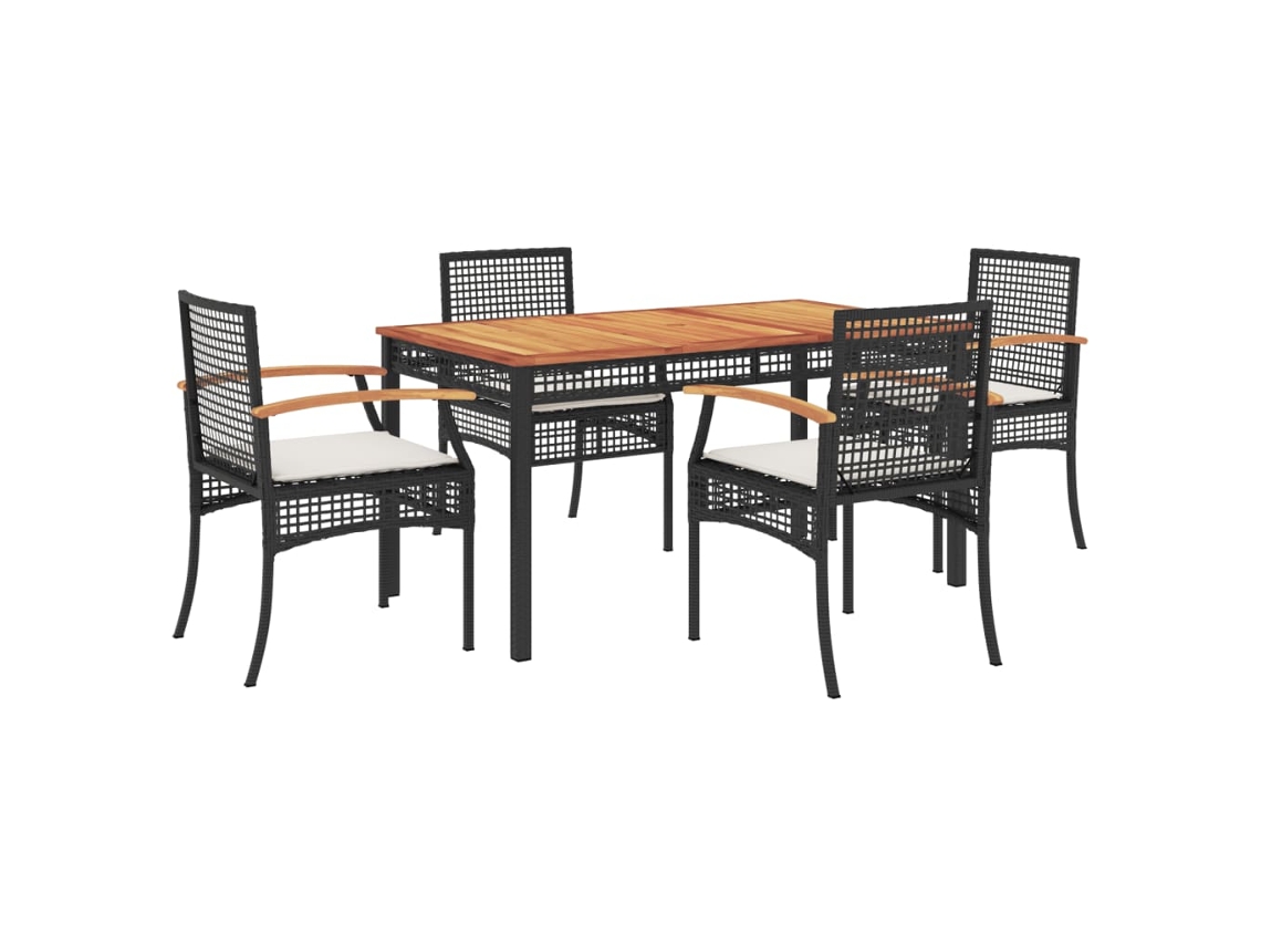 Maison Exclusive - Set De Muebles Jardín 5 Pzas Con Cojines Ratán Sintético Negro