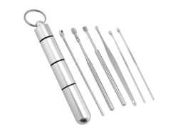 Kit De 6 Piezas Para La Eliminación De Cerumen Con Estuche Reutilizable De Acero Inoxidable Para Adultos Y Niños.