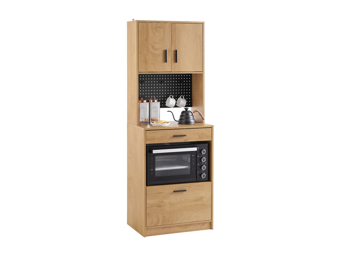 Aparador de cocina Fsb98 N con 2 puertas, 2 cajones, 1 compartimento y 1 panel perforado, 60 x 40 x 170 cm Sobuy