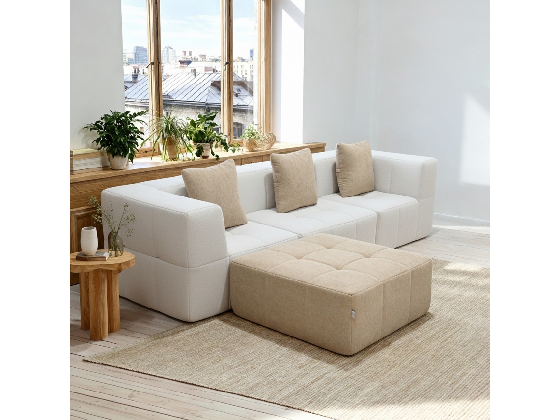 Coco Living Sofá Eden Completo 3 Plazas - Blanco Arena