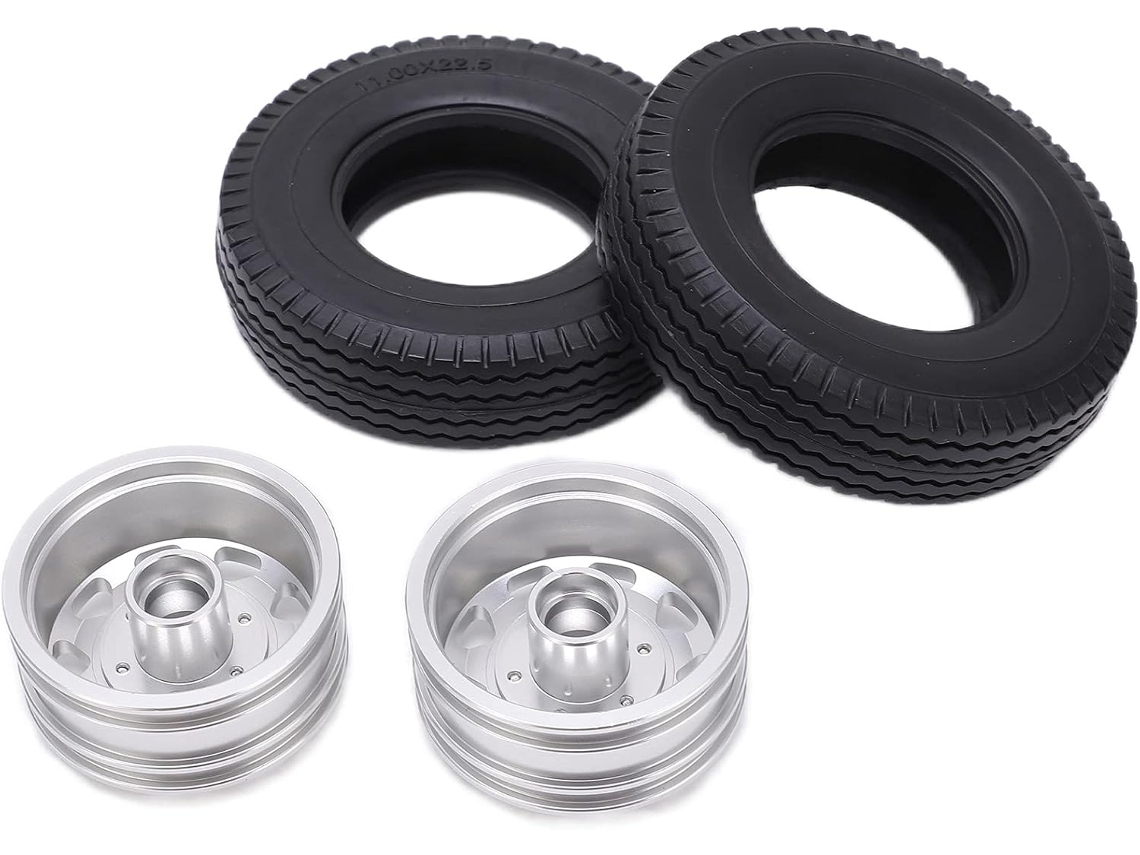 Buje Delantero Metálico Con Neumáticos De Goma De 22 Mm Para Remolque De Camión/14 Rc – 2 Piezas