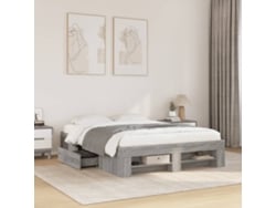 Estructura De Cama Madera De Ingeniería Gris Sonoma 120x190 Cm