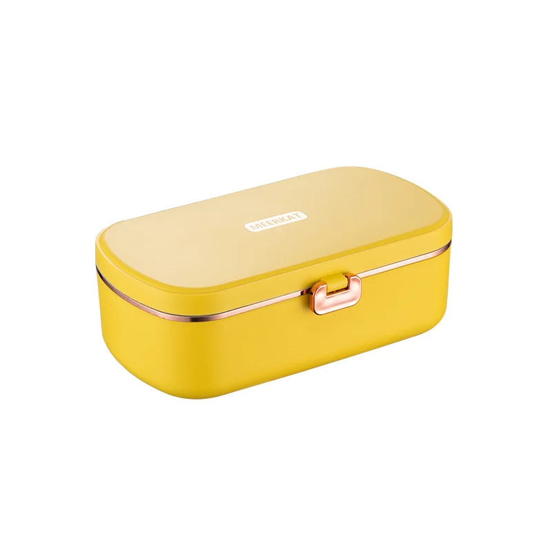 Fiambrera eléctrica portátil de 900 ml con calefacción, color amarillo, mantiene la comida caliente, ideal para la oficina, 220 V.