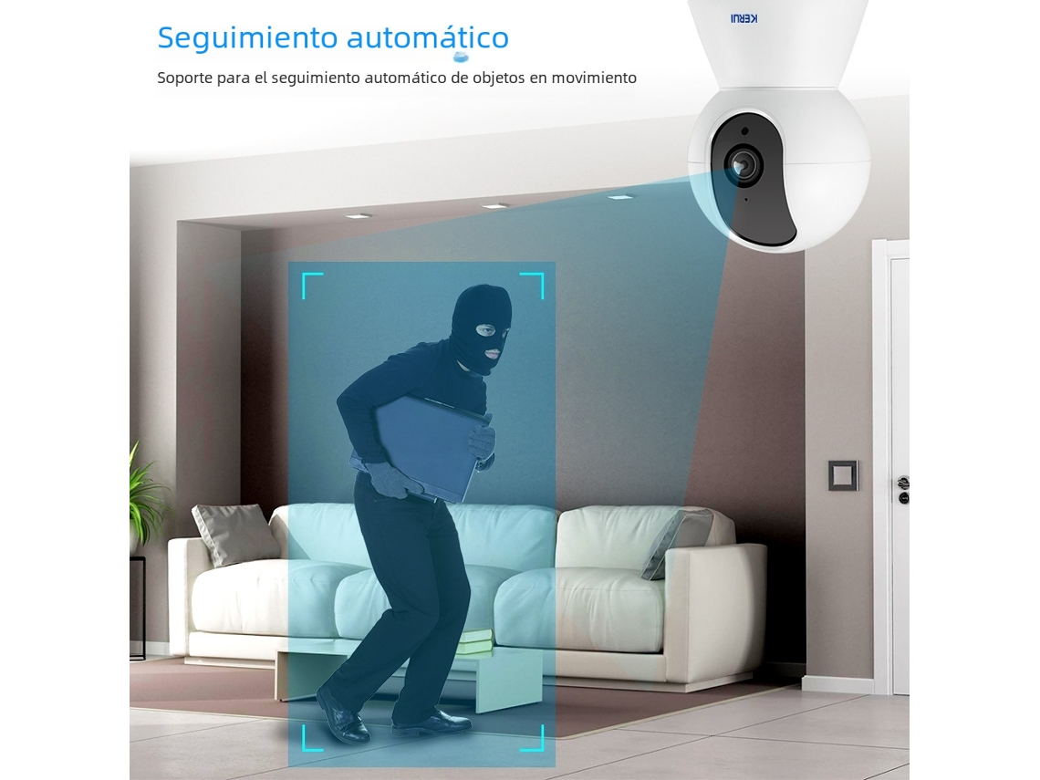 Cámara de seguridad inalámbrica para el hogar Mdugmini con seguimiento automático, 3 MP, Full HD