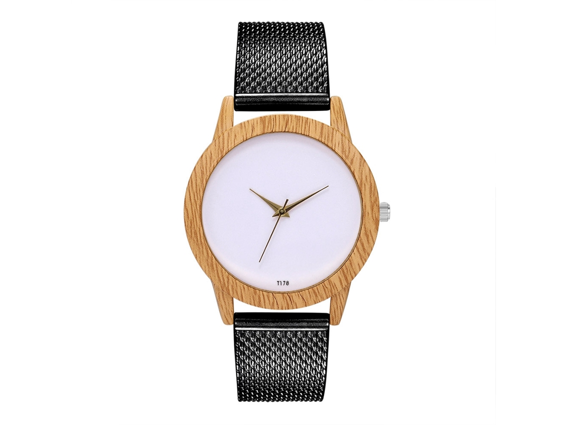 Reloj De Cuarzo Redondo Para Mujer Con Correa De Malla Simple Niñas (negro)