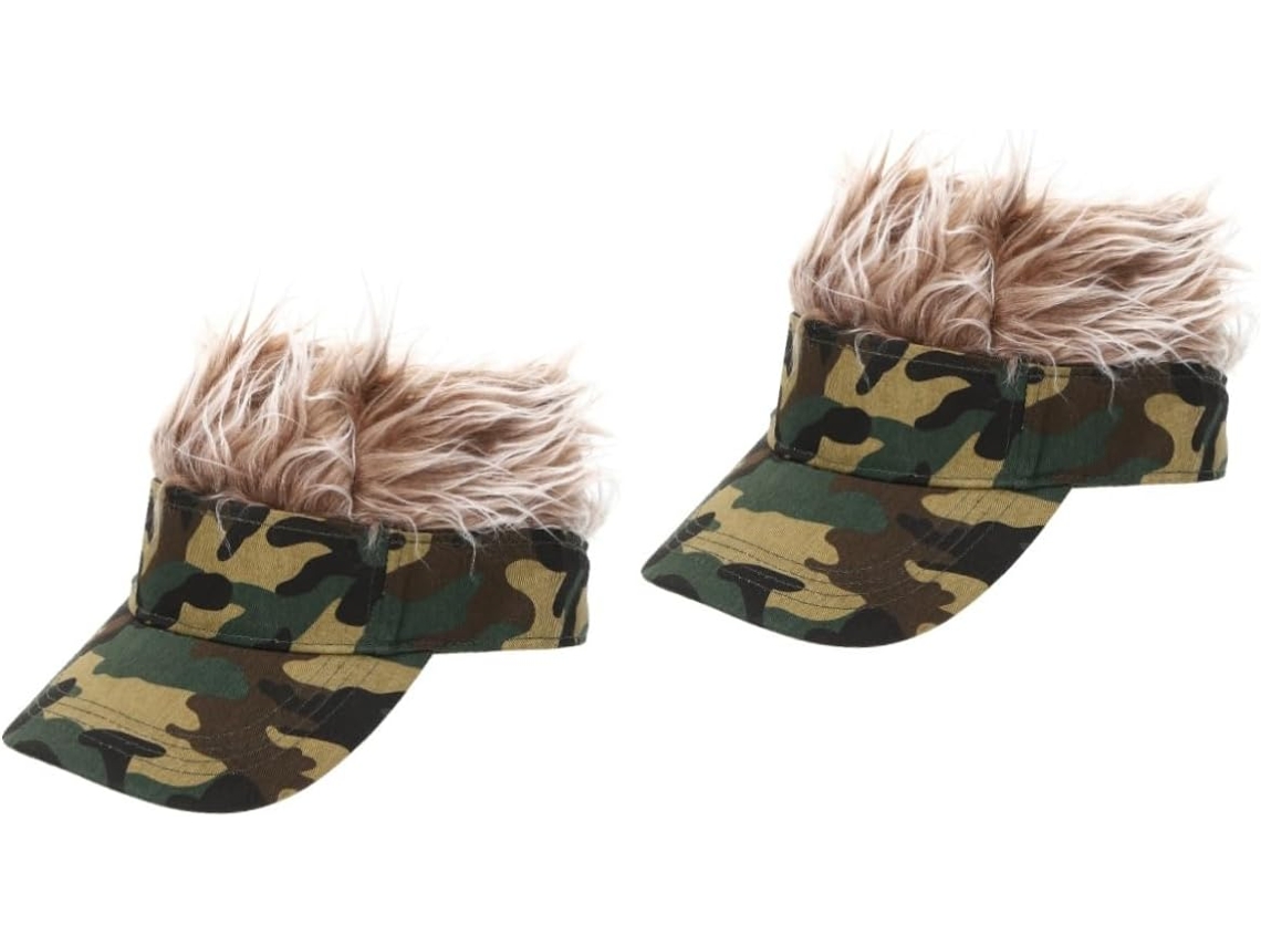 Gorra de béisbol unisex con estampado de camuflaje y peluca.