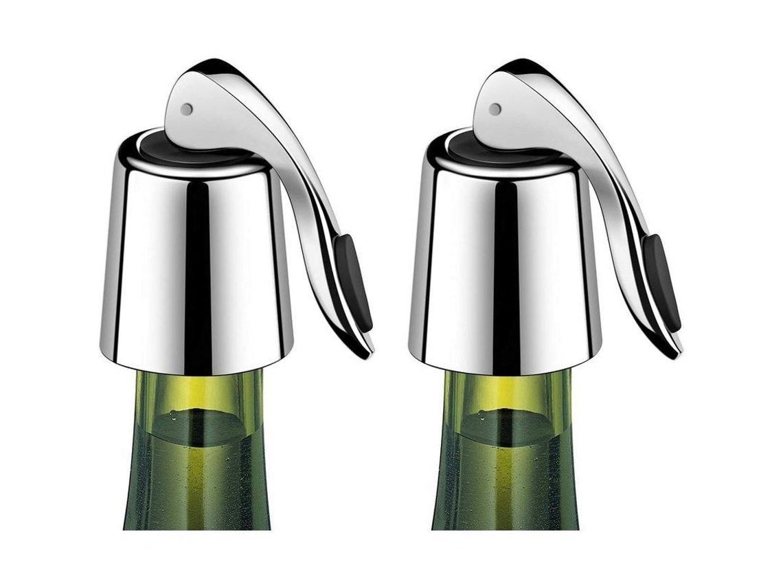 2 tapones de acero inoxidable LINJOU para mantener el vino frío, paquete de 2