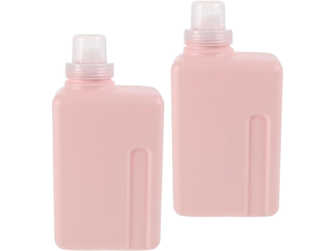 Nuobesty Juego De 2 Botellas Cuadradas Rellenables De 1000 Ml En Color Rosa, Dispensadores A Prueba De Fugas De Pe.