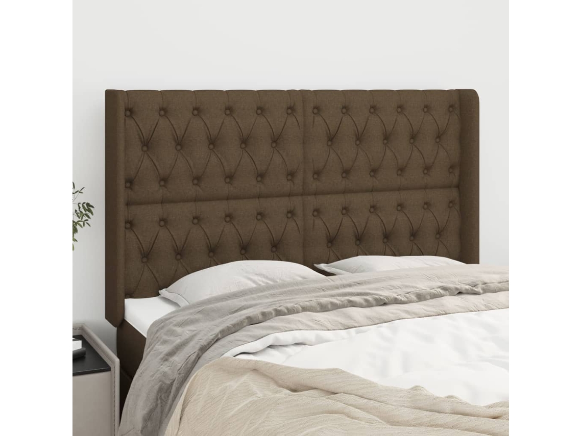 Cabecero De Cama | Panel De Cabecero Con Orejas De Tela Gris Claro 147x16x118/128 Cm