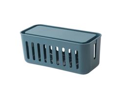Caja de almacenamiento para tomacorrientes, disipador de calor hueco, contenedor de cable de carga simple con 6 orificios para el hogar, azul oscuro