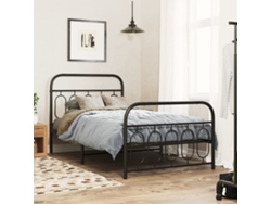 Estructura Cama Sin Colchón Con Estribo Metal Negro 100x190 Cm
